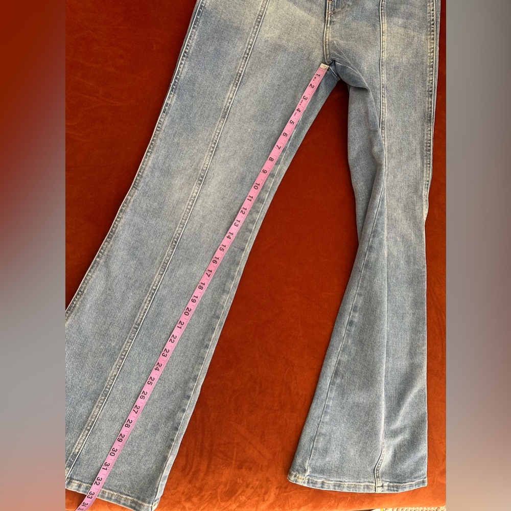 Free People Brand New Tags Seasons In The Sun Flare Hippie Festival Denim Jeans - Picture 8 of 14